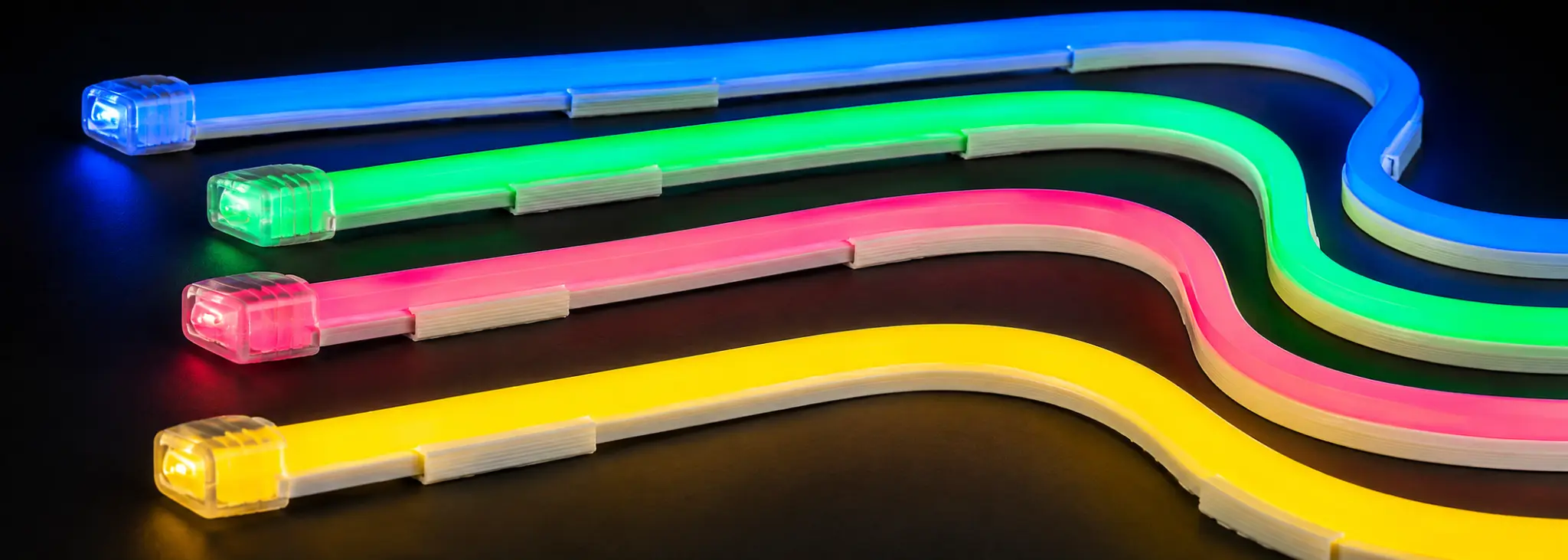Светящиеся линии гибкого LED-неона разных цветов