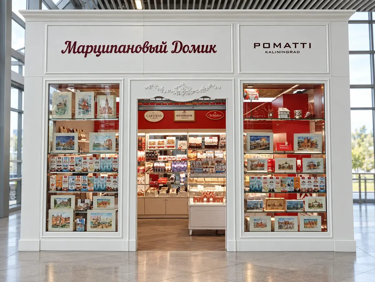 Несветовые вывески у входа в магазин «Марципановый домик»