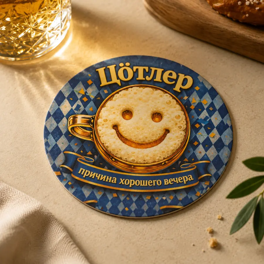 Круглый картонный бирдекель с цифровой печатью и кашировкой