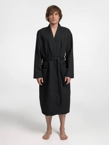 Халат вафельный Kimono, черный фото 9 Халат вафельный Kimono, черный фото 9