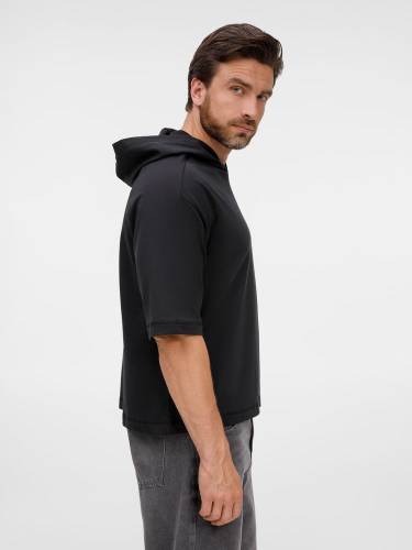Футболка оверсайз унисекс с капюшоном Neofit, черная фото 11