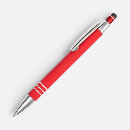 Ручка шариковая Sansen Soft Touch со стилусом, красная фото 2