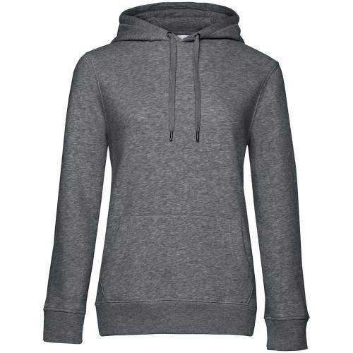 Толстовка с капюшоном женская Queen, темно-серый меланж фото 2 Толстовка с капюшоном женская Queen, темно-серый меланж фото 2