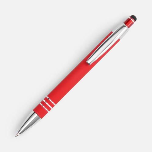 Ручка шариковая Sansen Soft Touch со стилусом, красная фото 4