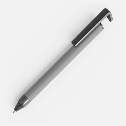 Ручка шариковая Standic с подставкой для телефона, серая фото 2 Ручка шариковая Standic с подставкой для телефона, серая фото 2