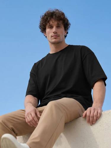 Футболка Oversize Premium 210, черная фото 10