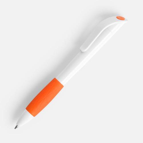 Ручка шариковая Grip, белая с оранжевым фото 2 Ручка шариковая Grip, белая с оранжевым фото 2