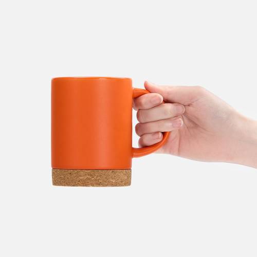 Кружка с пробковой подставкой Corky, оранжевая фото 5 Кружка с пробковой подставкой Corky, оранжевая фото 5