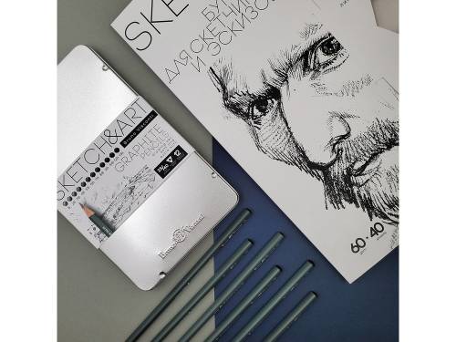 Набор из 12 чернографитовых карандашей Sketch & Art В - 14В фото 4