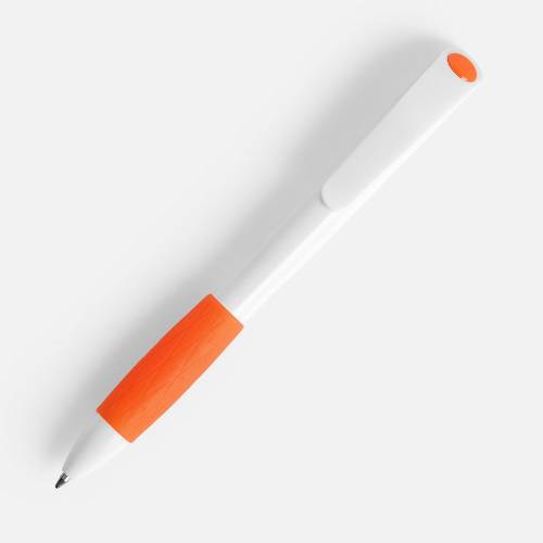 Ручка шариковая Grip, белая с оранжевым фото 3 Ручка шариковая Grip, белая с оранжевым фото 3