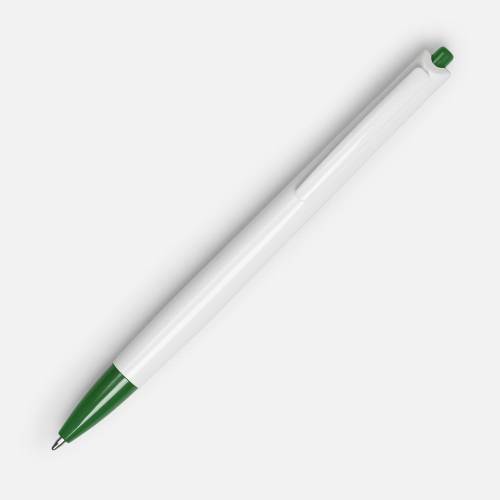 Ручка шариковая Tick, белая с зеленым фото 3 Ручка шариковая Tick, белая с зеленым фото 3