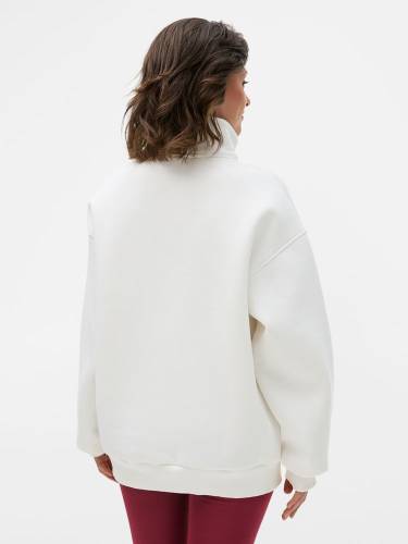 Толстовка унисекс оверсайз Ziplink Heavy, молочно-белая фото 14