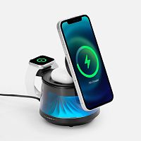 Bluetooth-колонка с подсветкой и беспроводной зарядкой Quantum, черная
