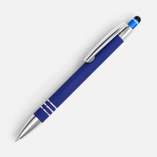 Ручка шариковая Sansen Soft Touch со стилусом, синяя фото 2