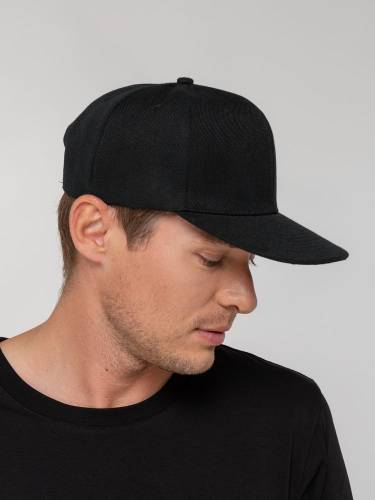 Бейсболка Snapback с прямым козырьком, черная фото 5 Бейсболка Snapback с прямым козырьком, черная фото 5