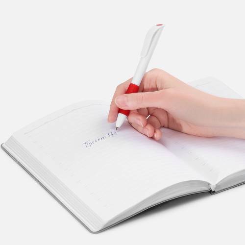Ручка шариковая Grip, белая с красным фото 5 Ручка шариковая Grip, белая с красным фото 5