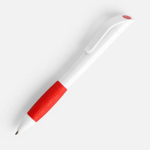Ручка шариковая Grip, белая с красным фото 2 Ручка шариковая Grip, белая с красным фото 2