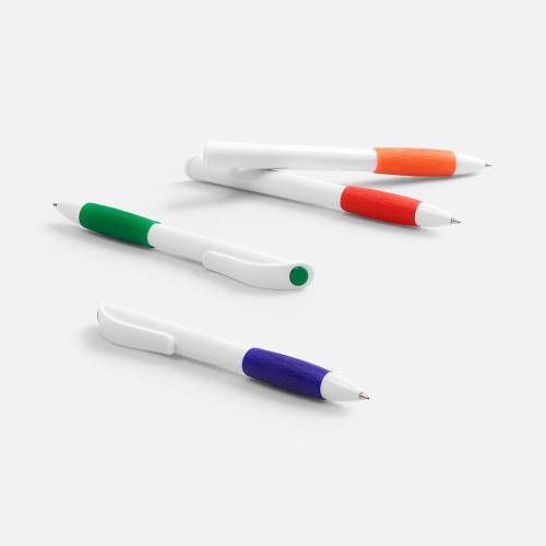 Ручка шариковая Grip, белая с зеленым фото 6