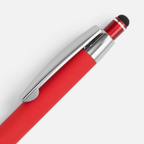 Ручка шариковая Sansen Soft Touch со стилусом, красная фото 5