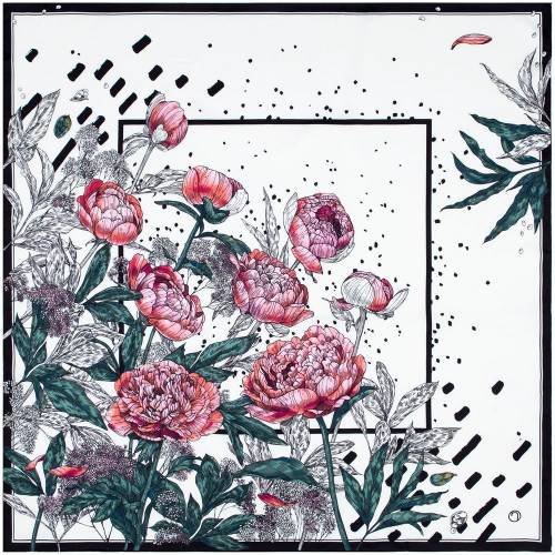 Платок шелковый Delicate, пионы Платок шелковый Delicate, пионы