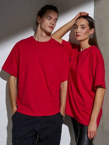 Футболка Oversize Premium, красная фото 12