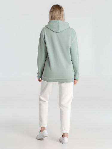 Толстовка с капюшоном унисекс Hoodie, серо-зеленая фото 9