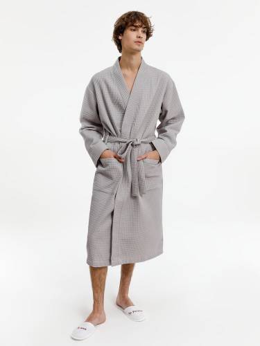 Халат вафельный Kimono, светло-серый фото 9 Халат вафельный Kimono, светло-серый фото 9