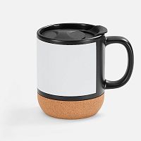 Кружка с пробковой подставкой Corky Walk для сублимационной печати, черная