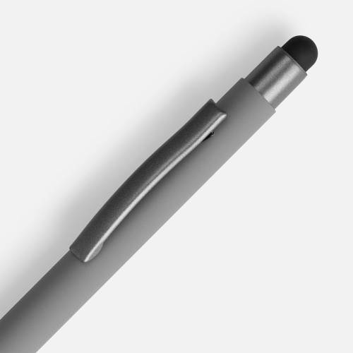Ручка шариковая Atento Soft Touch со стилусом, серая фото 4 Ручка шариковая Atento Soft Touch со стилусом, серая фото 4