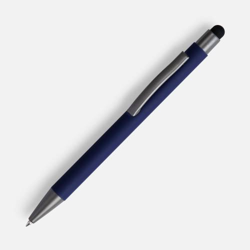 Ручка шариковая Atento Soft Touch со стилусом, темно-синяя фото 2