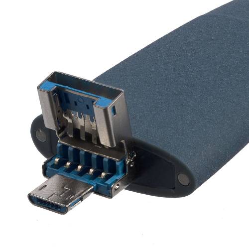 Флешка Pebble Universal, USB 3.0, серо-синяя, 32 Гб фото 3