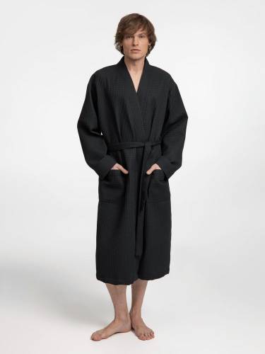 Халат вафельный Kimono, черный фото 8 Халат вафельный Kimono, черный фото 8