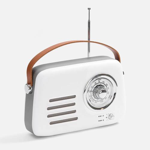 Bluetooth-колонка с радио Retronica, белая фото 2 Bluetooth-колонка с радио Retronica, белая фото 2
