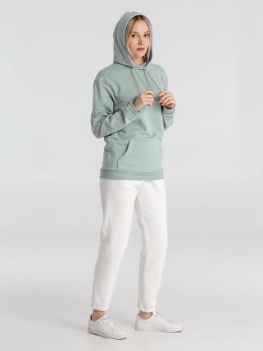 Толстовка с капюшоном унисекс Hoodie, серо-зеленая фото 8