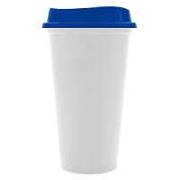 Стакан с крышкой Color Cap White, белый с синим