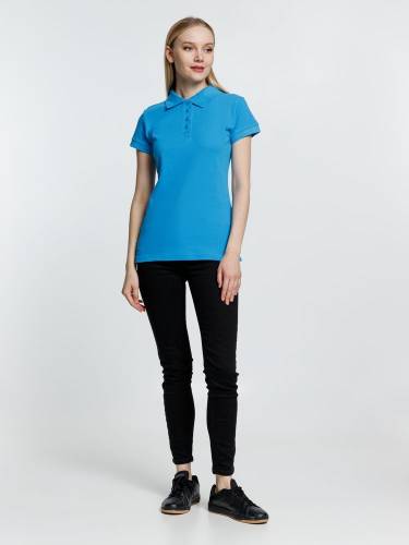 Рубашка поло женская Virma Premium Lady, бирюзовая фото 11