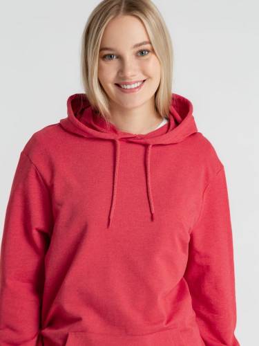 Толстовка с капюшоном унисекс Hoodie, красный меланж фото 14