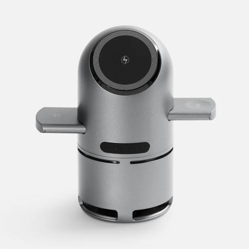Bluetooth-колонка с беспроводной зарядкой Droid, серая фото 2