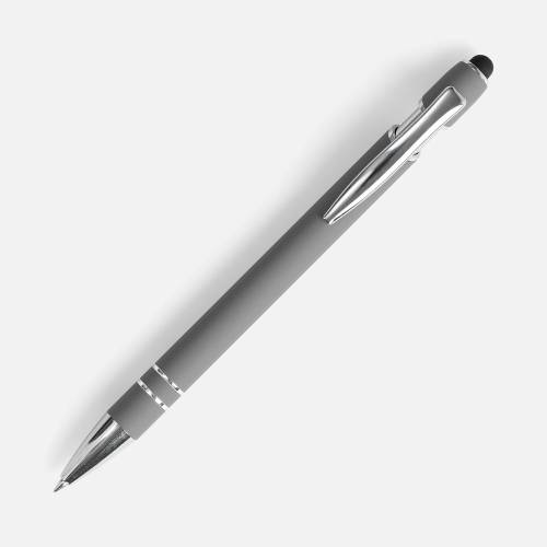 Ручка шариковая Pointer Soft Touch со стилусом, серая фото 3 Ручка шариковая Pointer Soft Touch со стилусом, серая фото 3