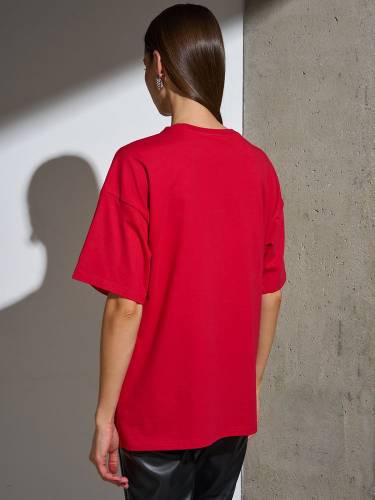 Футболка Oversize Premium, красная фото 4