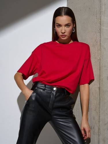Футболка Oversize Premium, красная фото 2