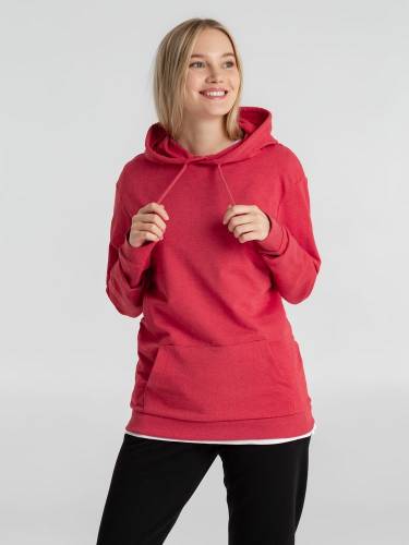 Толстовка с капюшоном унисекс Hoodie, красный меланж фото 12