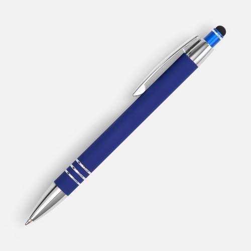 Ручка шариковая Sansen Soft Touch со стилусом, синяя фото 3